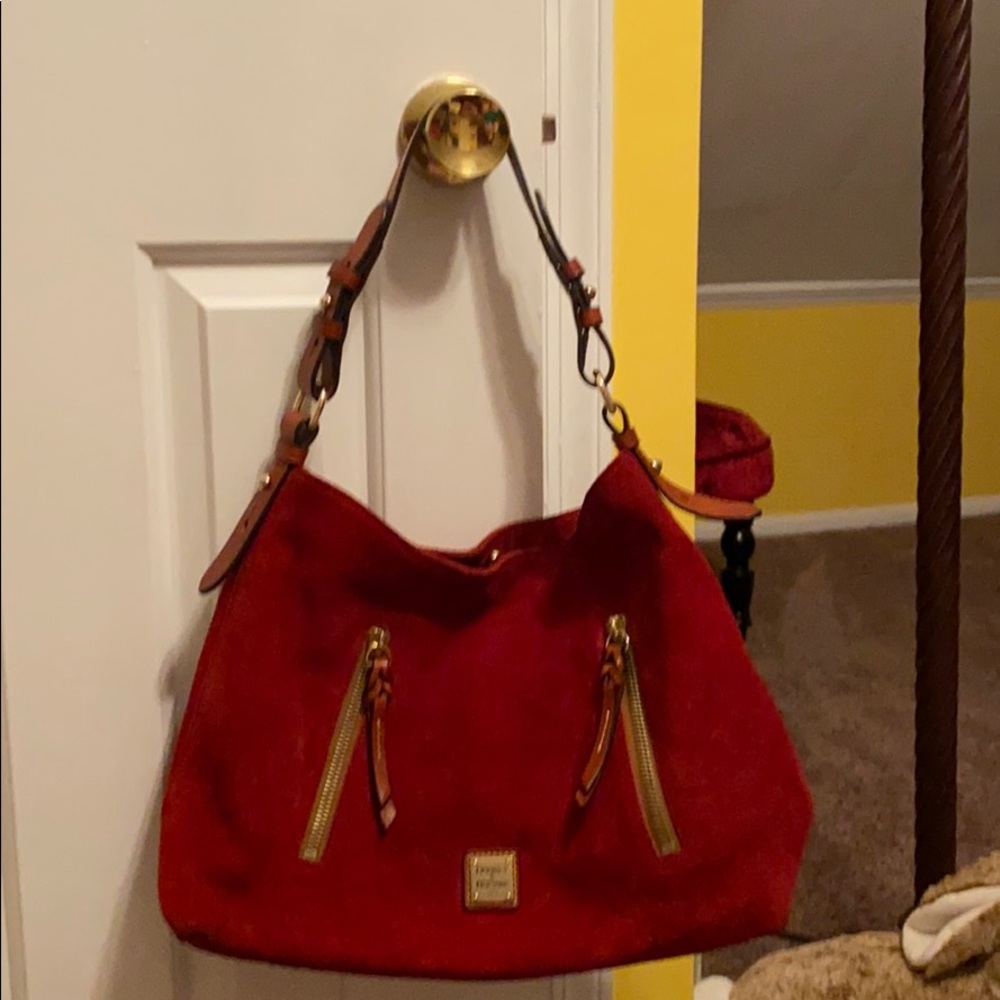 Dooney & Bourke Red Suede Cooper Hobo